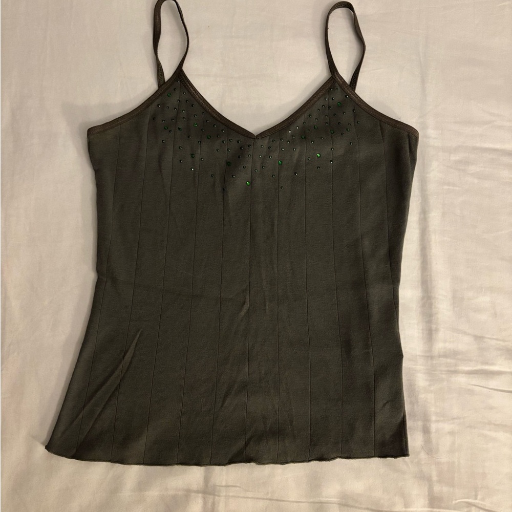 Fairweather olive rhinestone cami tank top